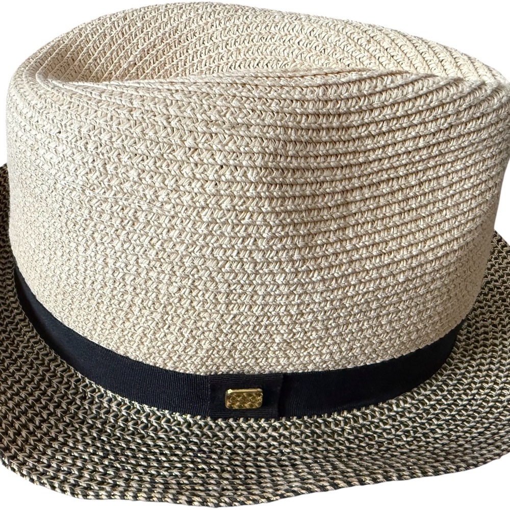 Calvin Klein Cream and Black Woven Hat